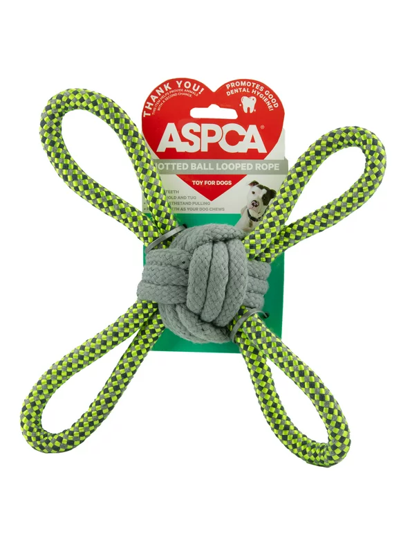 ASPCA Knotted Ball Looped Rope Dog Toy in Yellow