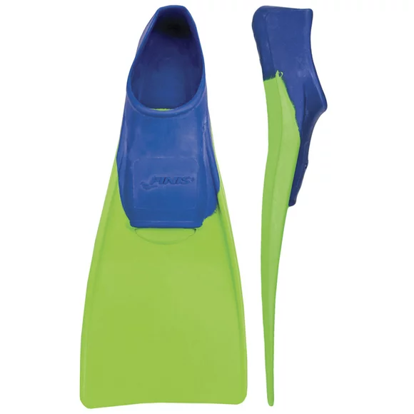 FINIS Long Floating Fins for Swimming and Snorkeling, Blue/Lime Green, XXXS (Jr. 8-11)