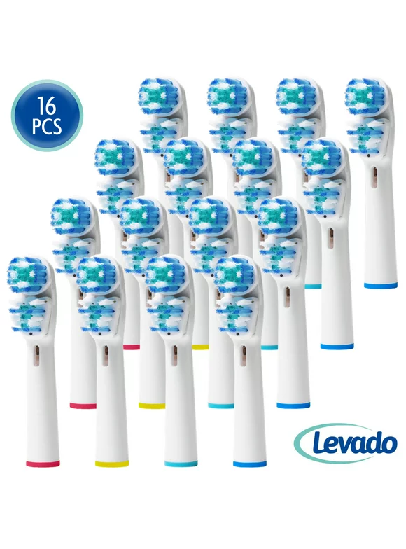 Replacement Brush Heads Compatible with OralB Braun- Best Double Clean, Pack of 16 Electric Toothbrush Replacement Heads- for Oral B Pro, 1000, 8000, 9000, Sonic, Adults, Kids, Vitality, Dual Plus!