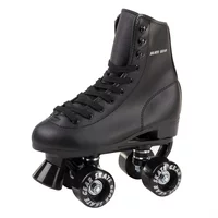 Cal 7 Soft Boot Roller Skate, Retro Fashion High Top Design in Faux Leather for Indoor & Outdoor (Black, Youth 2)