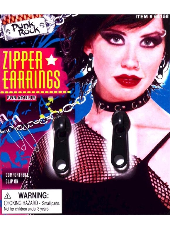 80S BLACK ZIPPER EARRINGS