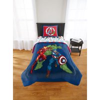 Marvel Avengers 'Hero Time' 2 Piece Twin/Full Reversible Comforter and Sham Set feat. The Hulk, Captain America, and Iron Man