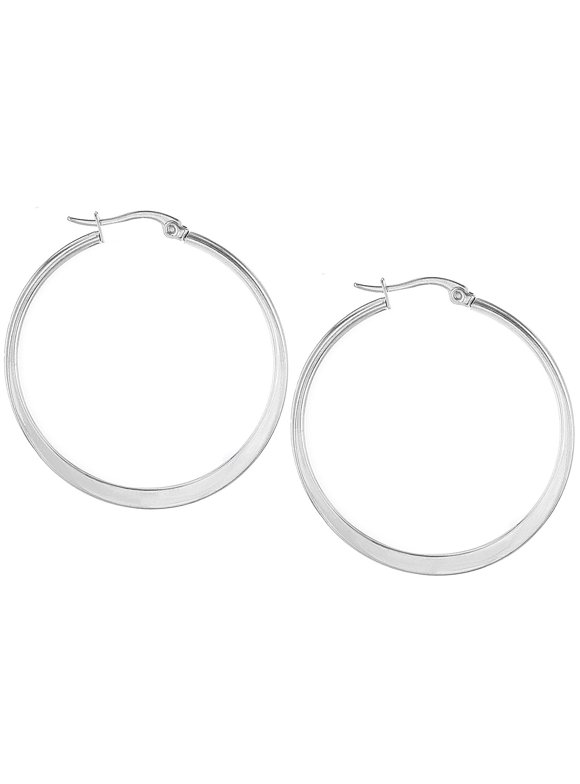 Polished Stainless Steel Hoop Earrings (38mm)