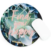 Find Your Happy Floral Round Mouse Pad for Office Desktop & Computer, 8.45 in.