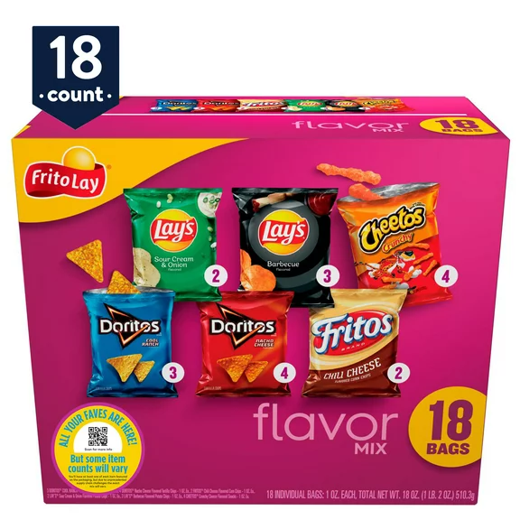 Frito-Lay Snacks Flavor Mix Variety Pack, 1 oz, 18 Count (Assortment May Vary)