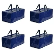 Earthwise Extra Large Heavy Duty Reusable Storage Bags Moving Bag w/Zipper closure (SET OF 4) Extra Backpack Carrying Handles - Compatible with IKEA Frakta Hand Carts Storage Boxes Bins Cubes