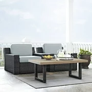 Beaufort 3-Piece Outdoor Wicker Seating Set with Mist Cushion, 2 Outdoor Wicker Chairs and Coffee Table