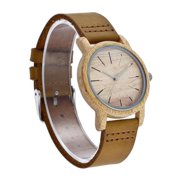 Bamboo Wooden Watch for Men Women with Leather Strap Japanese Quartz Movement Sports Casual Watches with Gift Box, Gift for Christmas Birthday to Couple