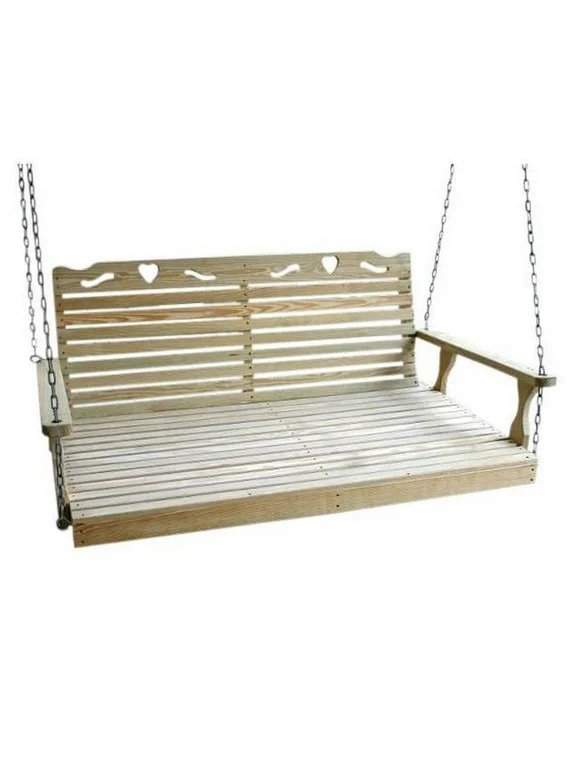 Creekvine Designs FTSBED60CHCVD 60 in. Treated Pine Crossback with Hearts Swingbed