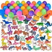 48 Pcs Easter Eggs Filled with Mini Animals, Bright Colorful Easter Eggs Prefilled with Animal Toys for Easter Basket Stuffers, Easter Egg Fillers F-548