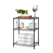 HSS 13.4"Dx23.2"Wx30.6"H 3 Tier Stackable Wire Shelving Rack, Black