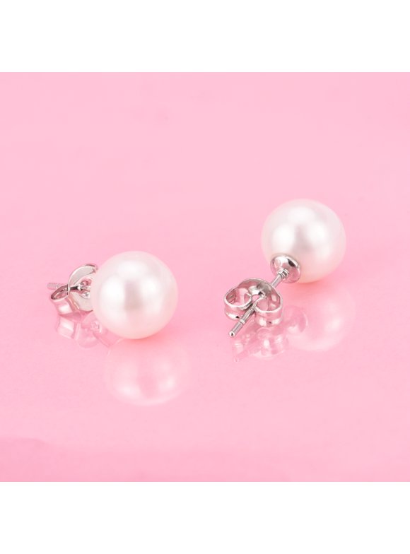 Genuine Cultured Pearl Earring in 18K White Gold