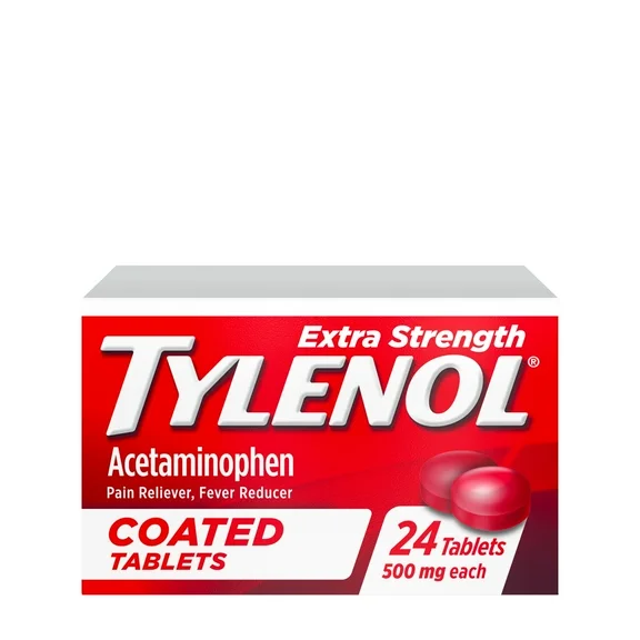 Tylenol Extra Strength Coated Tablets with Acetaminophen 500mg, 24 Ct