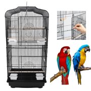 Portable 37" Large Bird Cage Iron Cockatiel LoveBird Finch Cages with Wood Perches and Food Cups