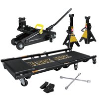 Blalck Jack - 2 Ton Blackjack Jack Combo Kit with Trolley Jack, 1 Pair of Jack Stands, Folding Creeper, Lug Wrench, and 1 Pair of Anti-Skid Chocks, T82206W