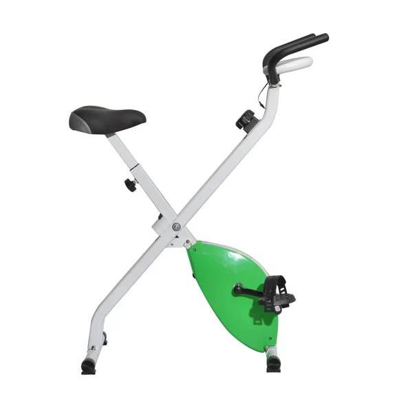 Soozier Indoor Folding Upright Magnetic Exercise Bike w/ LCD Monitor - Green and White