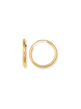 14K Yellow Gold Endless Hoop Earrings, 10mm - 25mm