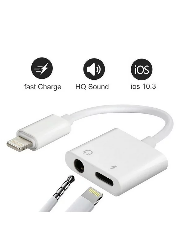 2 in 1 3.5mm Jack AUX Splitter 8 Pin For iphone X XS MAX XR 6 7 8 6s Plus Lighting Charger Listening Adapter Connecter