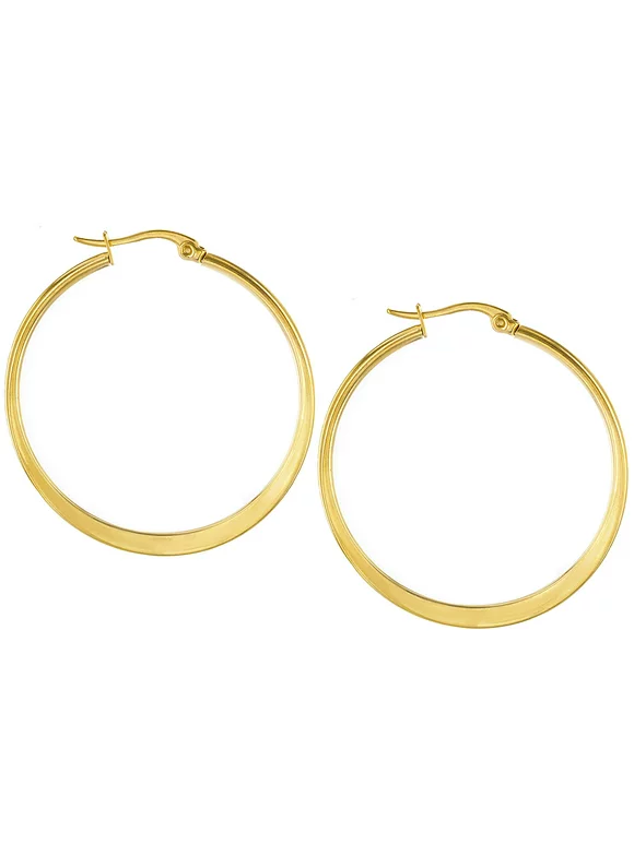 Stainless Steel Gold Plated High Polished Hoop Earrings