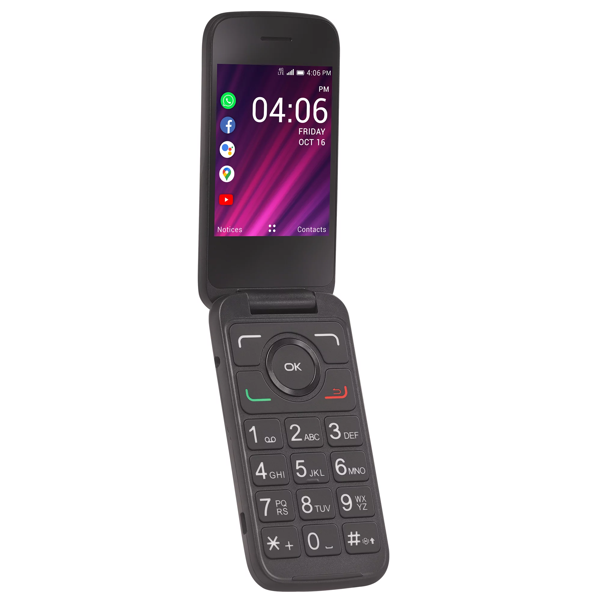 Alcatel My Flip 2 | Prepaid Flip phone | TCL Tracfone | Black - 4 GB | Brand New