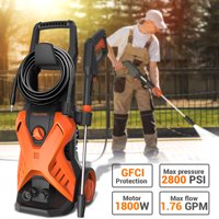 2800PSI Electric Pressure Washer 1.76GPM 1800W Powerful Pressure Washer with Spray Gun, Foam Cannon, GFCI Protection