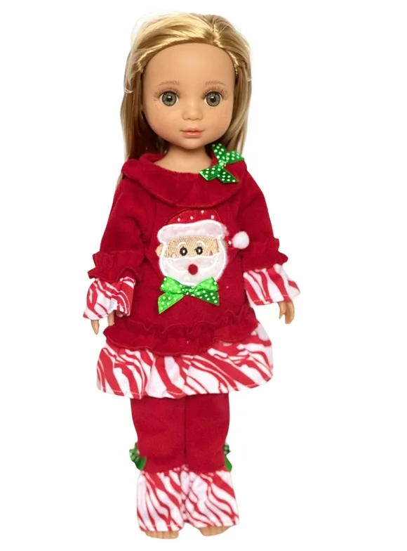14 Inch Doll Clothes- Santa Pjs for 14 - 14.5 Inch Dolls