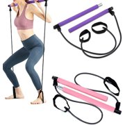Exercise Resistance Band Yoga Pilates Bar Kit Portable Pilates Stick Muscle Toning Bar Home Gym Pilates with Foot Loop