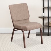 Flash Furniture HERCULES Series 18.5''W Beige Fabric Stacking Church Chair with 4.25'' Thick Seat - Copper Vein Frame