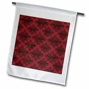 3dRose Elegant Black and Red Baroque Damask Pattern - Garden Flag, 12 by 18-inch