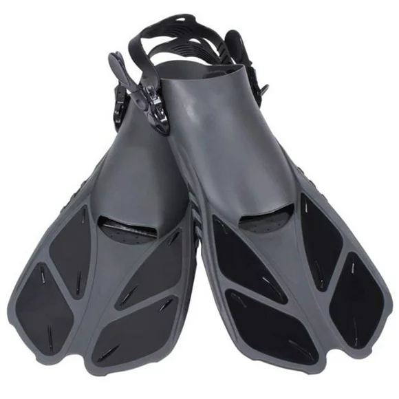 Swim Fins, Snorkel Fins Travel Size Adjustable for Snorkeling Diving Adult Men Women Open Heel Swimming Flippers