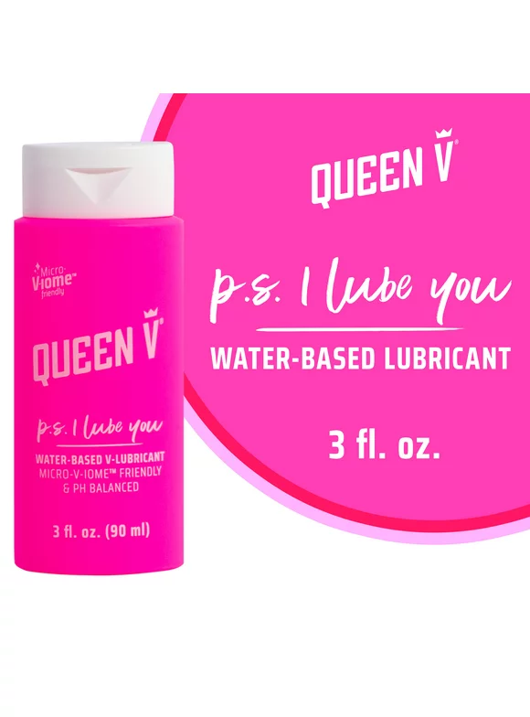 QUEEN V® P.S. I Lube You - Intimate Water-Based Lube, Gynecologically Tested, pH friendly, Free from Parabens, Artificial Colors, Glycerin & Fragrances, 3 oz. Wetter is Better