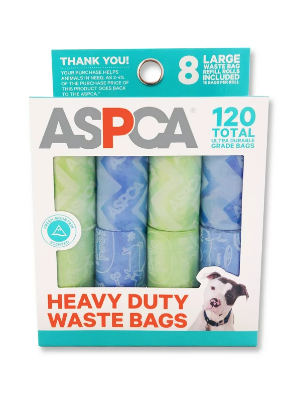 ASPCA Fresh Mountain Scented Heavy Duty Pet Waste Bags in a Box, Doodle Print, 120 ct