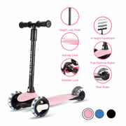 Kick Scooter for Kids with 3 Big Light Up Wheels, Lean to Steer, Adjustable Height, Wheel Scooter for Boys Girls Toddler