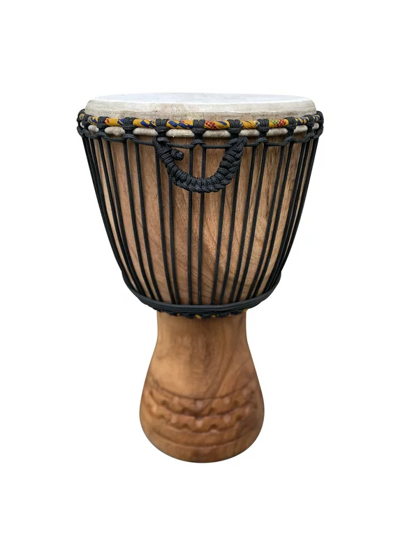 Drum Circle Djembe from Ghana, West Africa - Full-size 13x24 - Solid wood, goat skin, tunable, natural finish