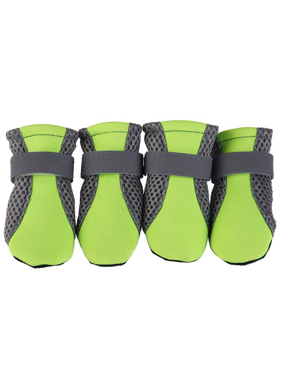 4Pcs Dog Shoes Anti-slip Spring Summer Pet Boots Paw Protector Reflective Straps