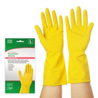 Reusable Latex flock-lined Gloves - Food Safe - Textured Grip - Large Size