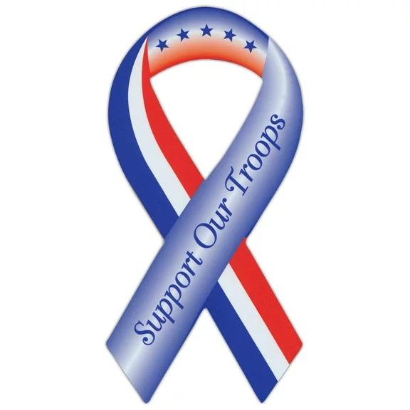 Ribbon Shaped Military Magnet - Support Our Troops - Cars, Trucks, SUVs, Refrigerators