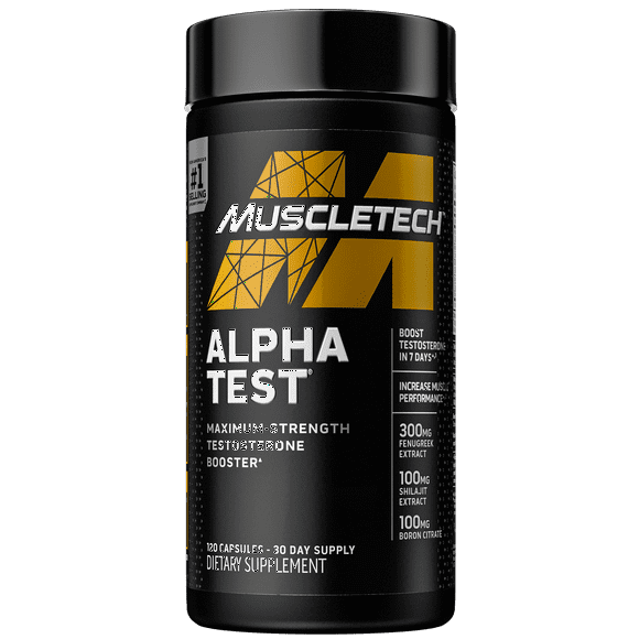 Muscletech AlphaTest Testosterone Booster for Men, 120 Capsules