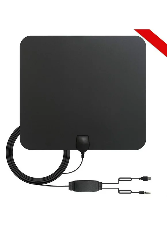 TV Antenna, 50 to 70 Mile Range Amplified Indoor HDTV Antenna with Detachable Amplifier Signal Booster and 16.5FT High Performance Coax Cable for Better Reception and Performance