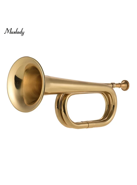 Muslady B Flat Bugle Call Trumpet Brass Cavalry Horn with Mouthpiece for School Band Cavalry Orchestra
