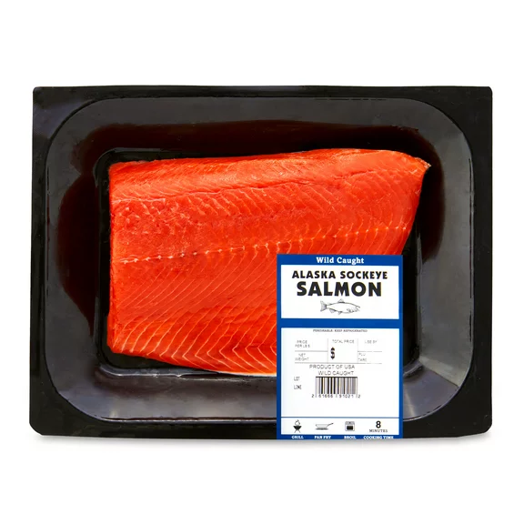 Wild Caught Fresh Alaska Sockeye Salmon Portions, 0.7 - 0.85 lb
