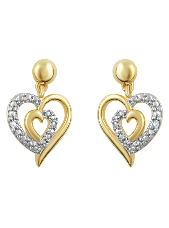 Women's Clearance Jewelry Heart Earrings 0.020 Carat T.D.W. Diamond Accent Heart Earring