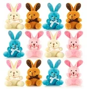 colored soft Plush Easter Bunnies Perfect Easter Eggs Filler or Easter Baskets Filler - 12 Pack