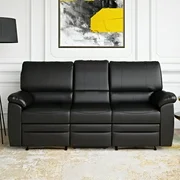 Relax-A-Lounger Clifton Vegan Leather Reclining Theatre Sofa for 3, Black