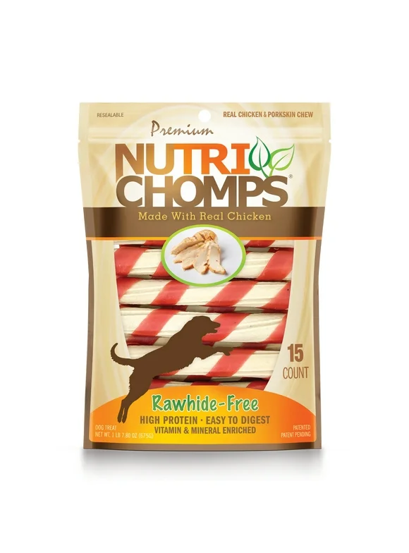Premium Nutri Chomps Chicken Twist with Flavor Wrap Dog Treats, 15 Count