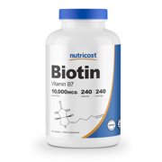 Nutricost Biotin (Vitamin B7) 10,000mcg (10g), 240 Capsules