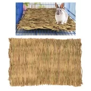 Grass Hamster Bed Woven Small Animal Mat Safe Pet Chew Toy for Hamster, Rabbit, Hedgehog and Guinea Pig, 16''x11'', L