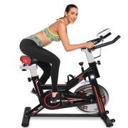 Indoor Exercise Bike, UHOMEPRO Indoor Cycling Bike with LCD Monitor & Seat, 330 Lbs Weight Capacity, Adjustable Foot Fitness Equipment, Exercise Equipment for Gym Home Workout, Red, W8537