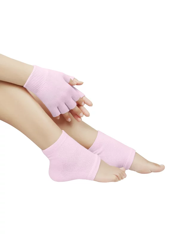 Moisturize Foot Heel Socks Hand Gloves Health & Beauty Gel Spa Skin Care Gift Set - Pink