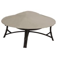 Modern Leisure Chalet Round Outdoor Patio Fire Pit Cover, 60" Dia x 6"H, Beige
